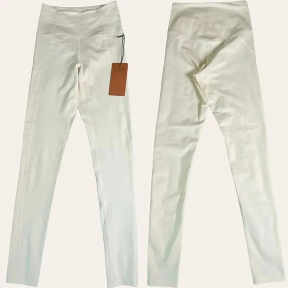 NWT Girlfriend Collective high rise compressive leggings Ivory XS 28.5” - Picture 2 of 8